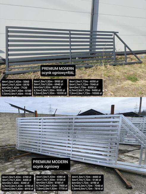 Brama przesuwna 4m wypełnienie panel aluminiowy, inne modele