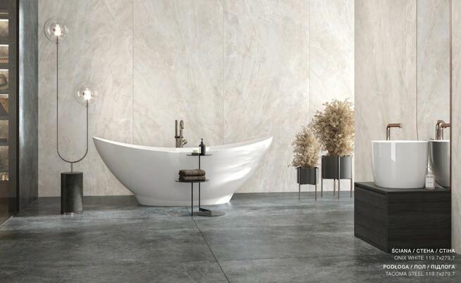 Płytki podłogowe, ścienne łazienkowe, salonowe Tacoma steel