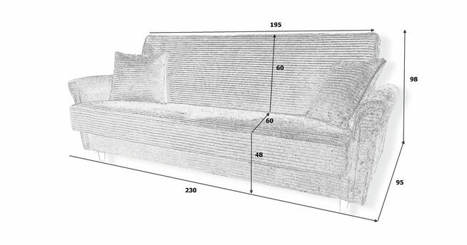 Kanapa rozkładana sztruks wersalka pojemnik funkcja spania