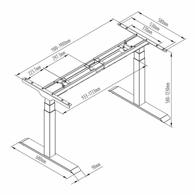 Stelaż biurkowy z elektryczną regulacją wysokości