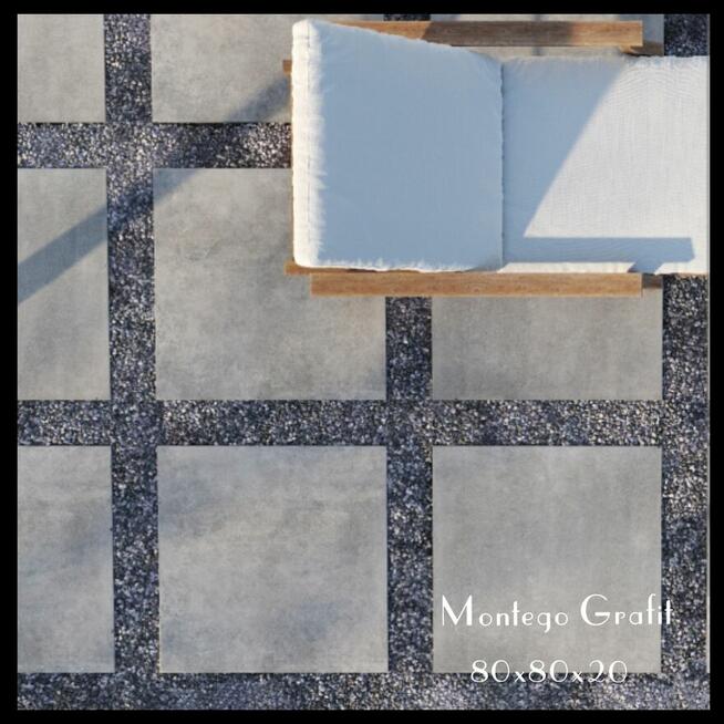 Ceramiczne płyty tarasowe 80x80 gat1 gres 2cm Montego grafit
