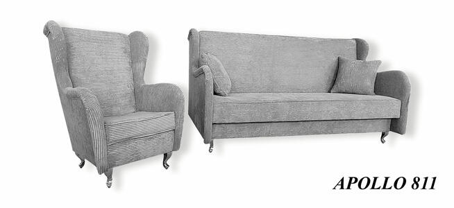 Wersalka i Fotel komplet rozkładane pojemnik sztruks NOWA