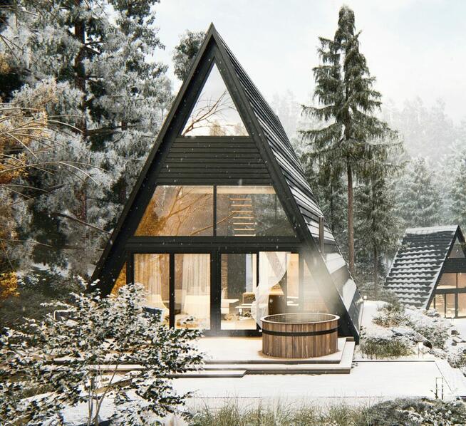 Budowa Domy ogrody WK1 w lesie nad jeziorami wolnostojace