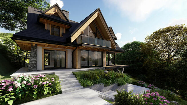 Budowa Domy ogrody WK1 w lesie nad jeziorami wolnostojace