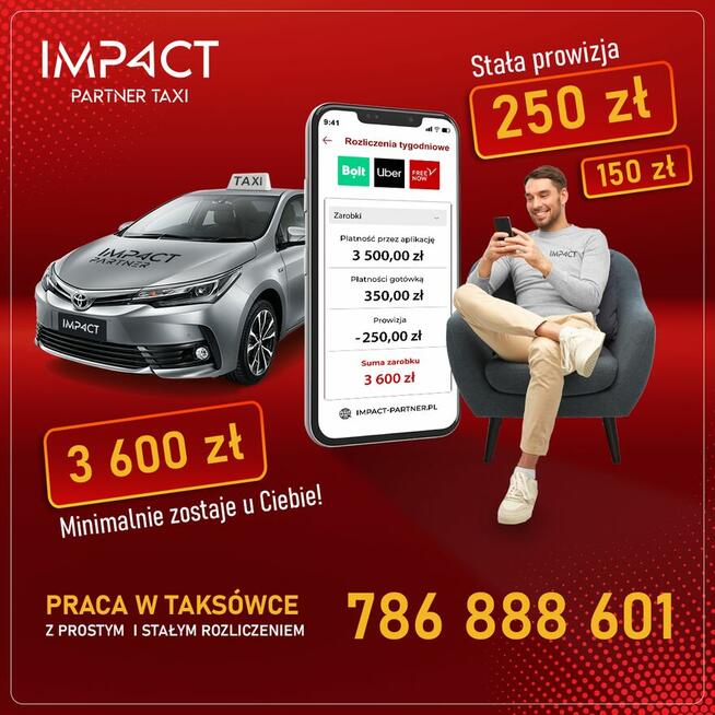 Kierowca taxi | Wysokie zarobki | Własny grafik