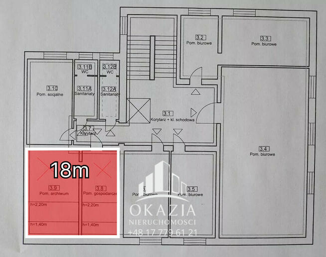 Prywatny gabinet 18 m², 2 pomieszczenia, centrum