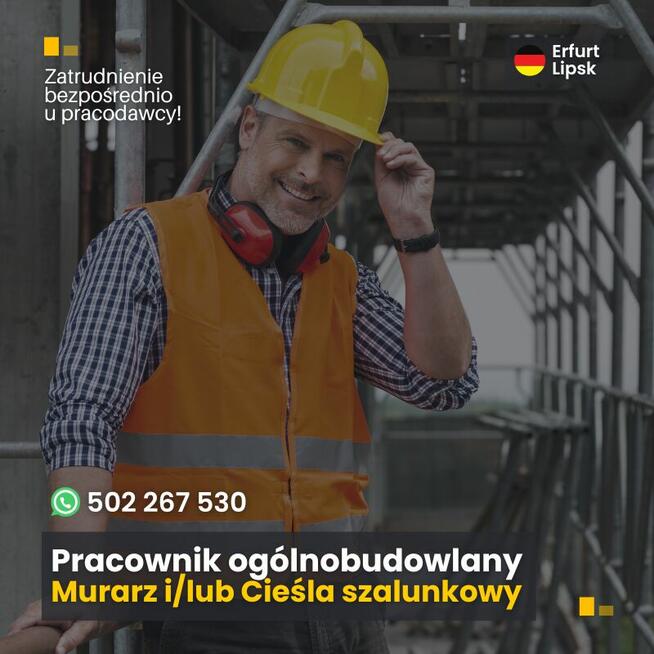 Niemcy. Berlin, Lipsk. Cieśla/Murarz (m/k). bez języka