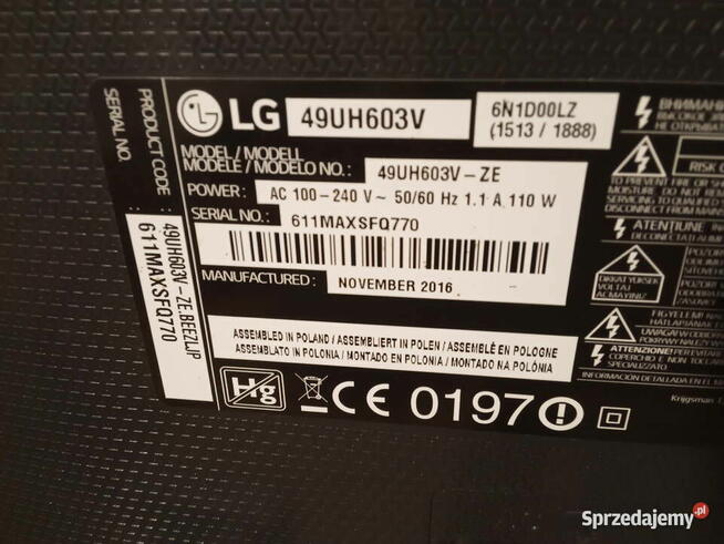 Telewizor LED LG49UH603V 4K-(Ultra-HD) SmartTV WiFi DVBT2 Gw