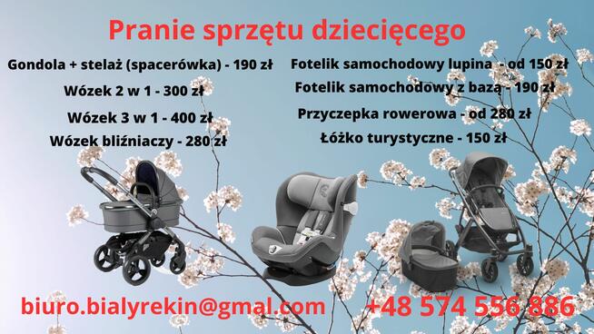 Pranie wózków dziecięcych, fotelików samochodowych
