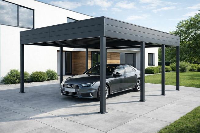 Wiata garażowa stalowa – carport na wymiar, montaż, producen