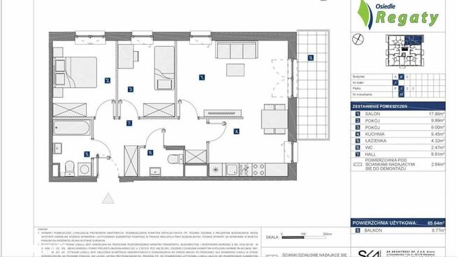 Mieszkanie 66 m2 z miejscami garażowymi i komórka lokat.