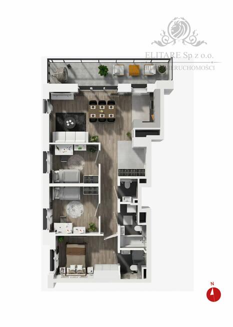 Mieszkanie pow. 76,88m2, 4pok,3łazienki,balkon 12,12m2 /widok na rzekę