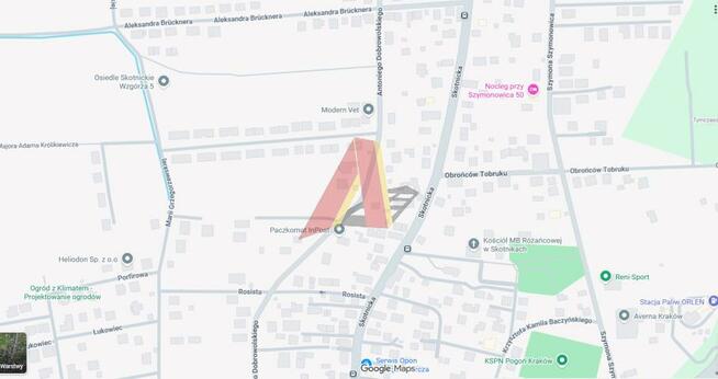 Działka budowlana Kraków Podgórze, Skotniki, Dobrowolskiego