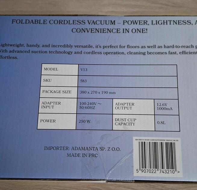 NOWY Odkurzacz Pionowy 2w1 ADM 250W Gwarancja