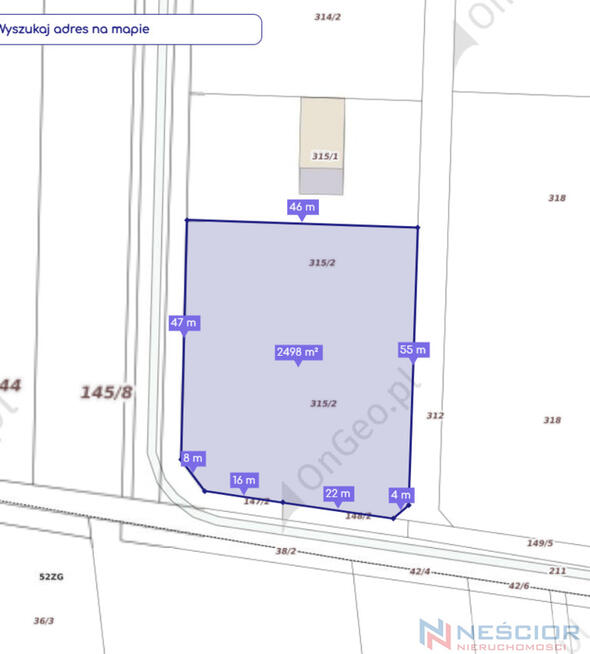 Działka 2498 m2 z wydanymi WZ, uzbrojona