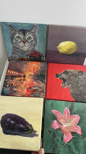 Obrazki olejne-20x20cm- dekoracje ścian.