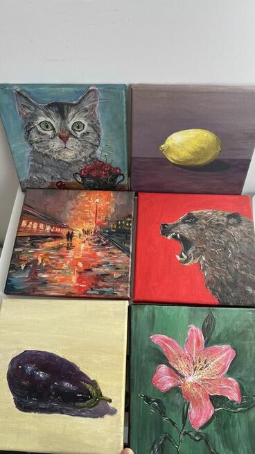 Obrazki olejne-20x20cm- dekoracje ścian.