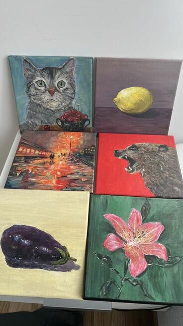 Obrazki olejne-20x20cm- dekoracje ścian.