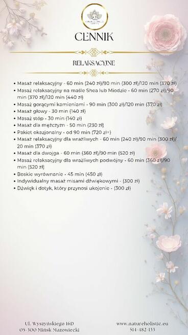 Masaże, Sauna, zajęcia ruchowe, kosmetyczka, Vouchery,