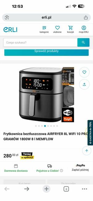 FRYTKOWNICA BEZTŁUSZCZOWA MEMFLOW 8L WIFI – FABRYCZNIE NOWA!