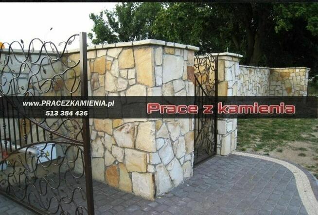 Ogrodzenie z kamienia naturalnego, płot z piaskowca, mur