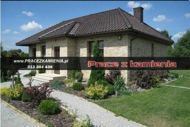 Elewacja z kamienia ogrodzenie z gnejsu grill kamienny piec