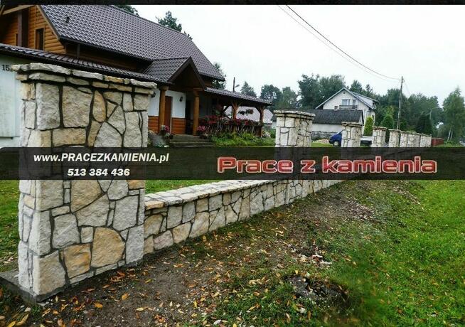 Ogrodzenie z kamienia naturalnego, płot z piaskowca, mur