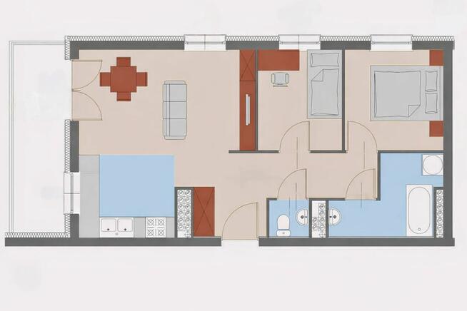 Mieszkanie 56,22m, 3 pokoje, Antoniukowska 60, JazBud