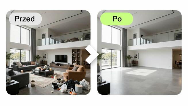 Profesjonalna edycja zdjęć wnętrz - usuń meble i przedmioty!
