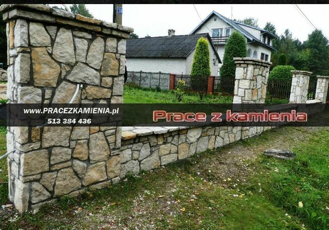 Ogrodzenie z kamienia naturalnego, płot z piaskowca, mur