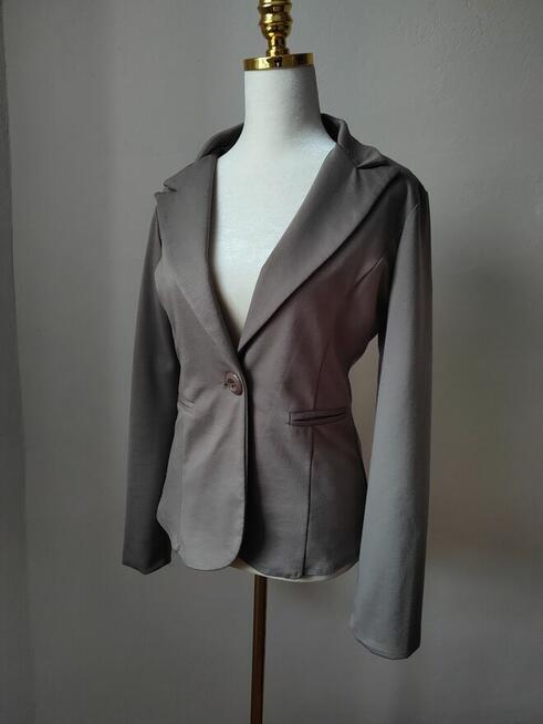 Elegancka marynarka damska, khaki fango brązowa, roz. M