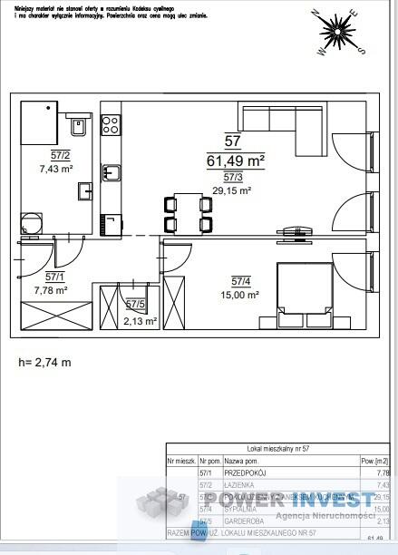 Duży metraż 61,49 m² | 2 pokoje | odbiór od zaraz