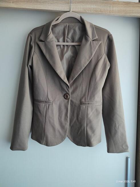 Elegancka marynarka damska, khaki fango brązowa, roz. M