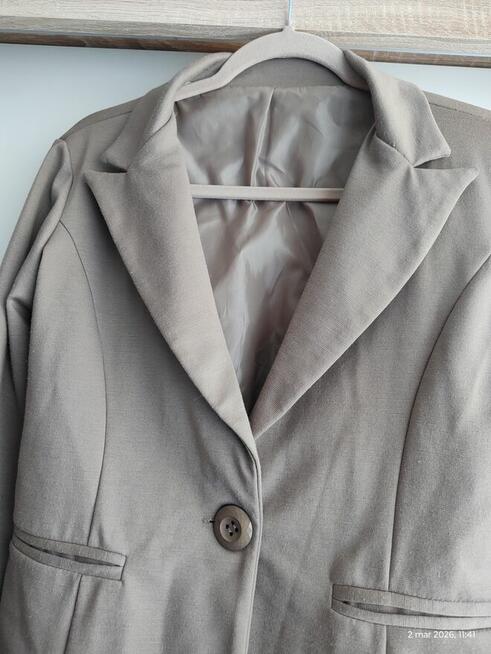 Elegancka marynarka damska, khaki fango brązowa, roz. M