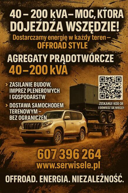Wynajem Agregaty prądotwórcze Mobilne. Obsługa Imprez
