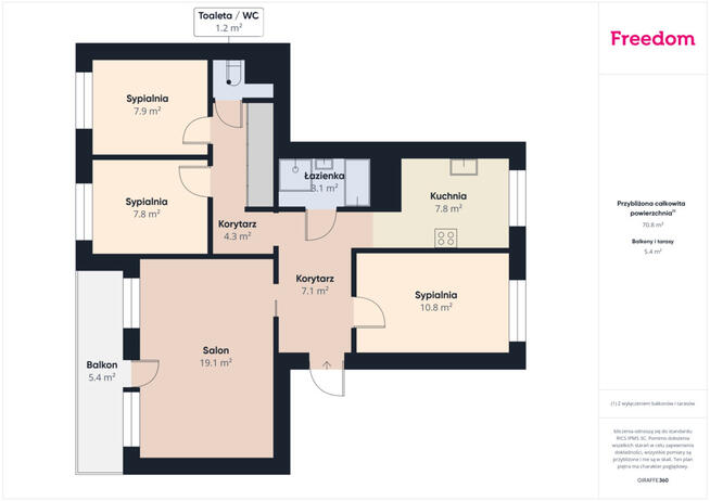 Przestronne 4 pokoje , 72,5 m², Loggia, 2 piwnice