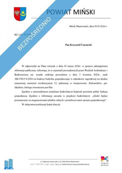 DZIAŁKI NA SPRZEDAŻ – Aleksandrów, gm. Jakubów (pow. miński)