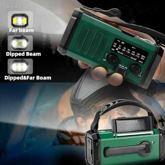 Radio na trudne czasy – solarne, korbka, USB, kompas, latarka