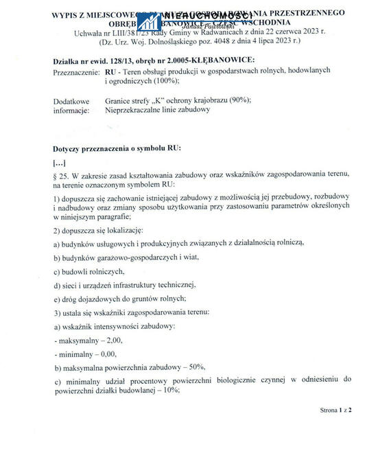 Lokal użytkowy Kłębanowice gm. Radwanice,