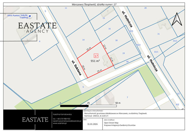 Działka usługowa Warszawa gm. Targówek Targówek, Fabryczny, Szklana