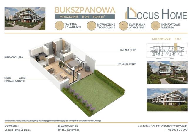 Mieszkanie 2-pokojowe Katowice ulica Bukszpanowa