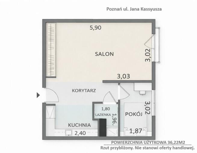 Na sprzedaż 2 pok. | Poznań, Jeżyce | ul. Jana Kassyusza 4