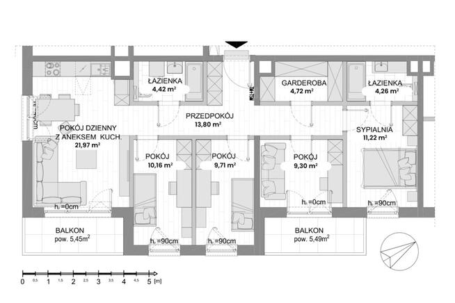 Nowe 5 pokoi z garderobą | 2 balkony | Smolna 1