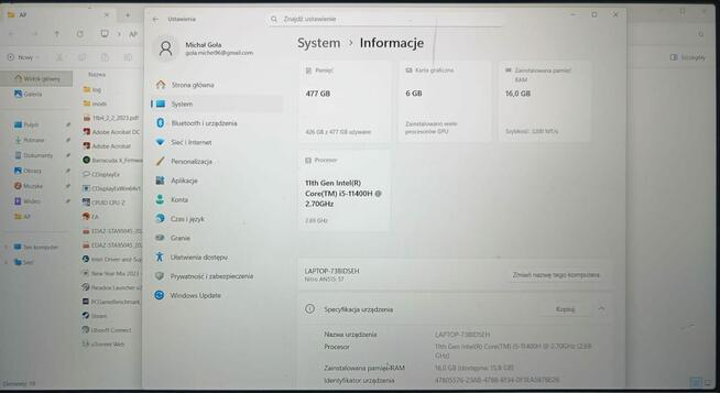 Sprzedaż Laptopów Gamingowych – Specyfikacja i Wydajność