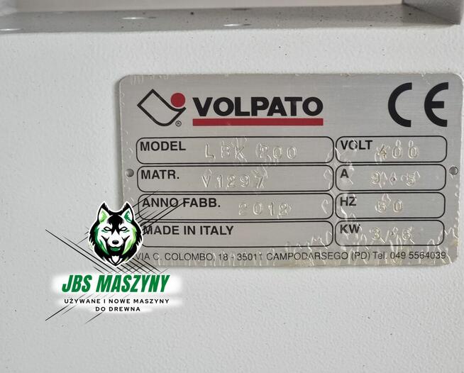 Szlifierka krawędziowa LBK 200 VOLPATO | Pulpit sterujący