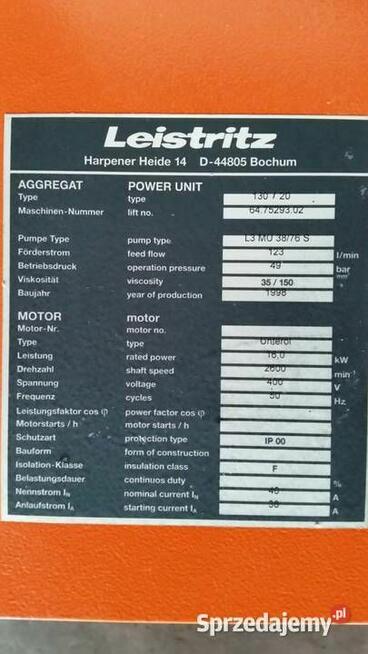 Agregat, zasilacz hydrauliczny LEISTRITZ Power Unit 130-20