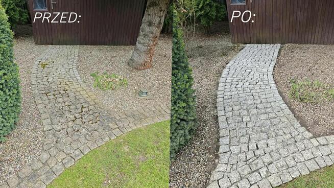 Czyszczenie kostki brukowej oraz tarasów drewnianych