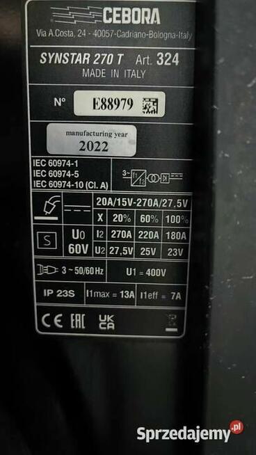 Spawarka inwertorowa Cebora Synstar 270