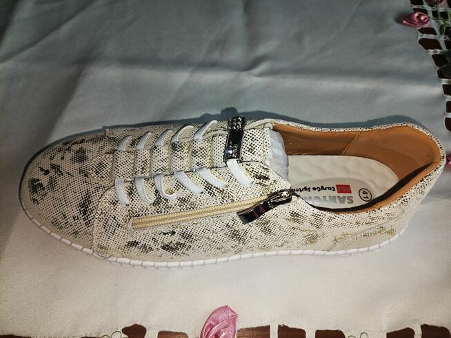 Złote skórzane buty -Nowe