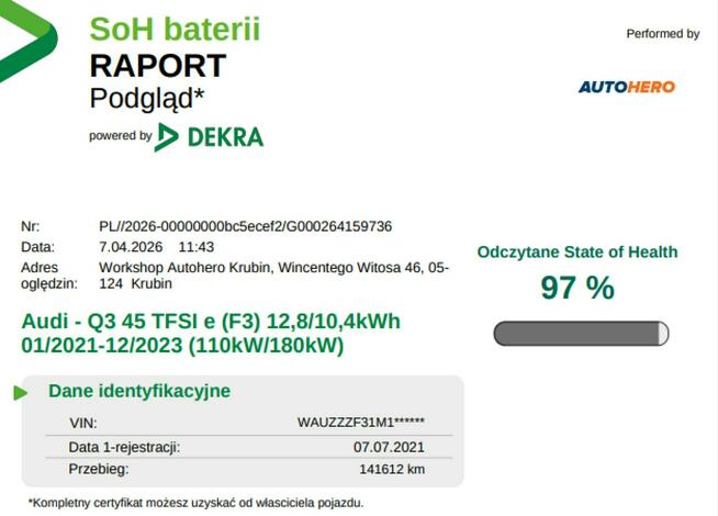 Audi Q3 PHEV automat full LED skóra virtual cocpit navi grzane fotele